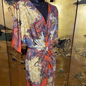 Twist Front Maxi Dress in Orange Multi | VENUS